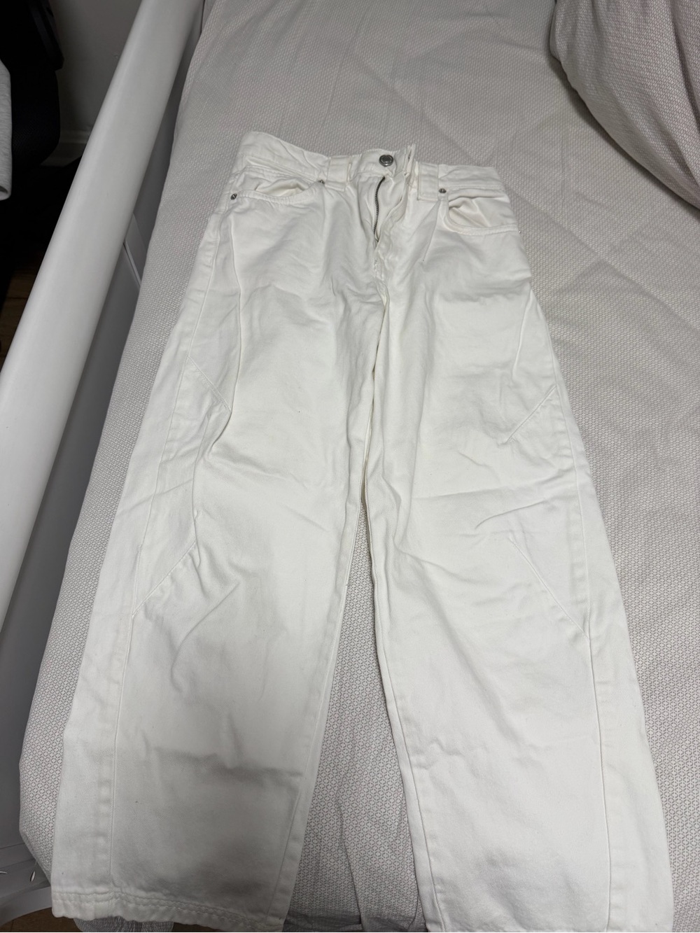 Zara Off-White High-Waist Wide Leg Jeans
